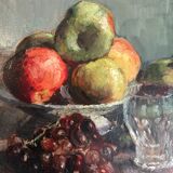 Original oil signed "Dead Nature at the Fruit Cup"