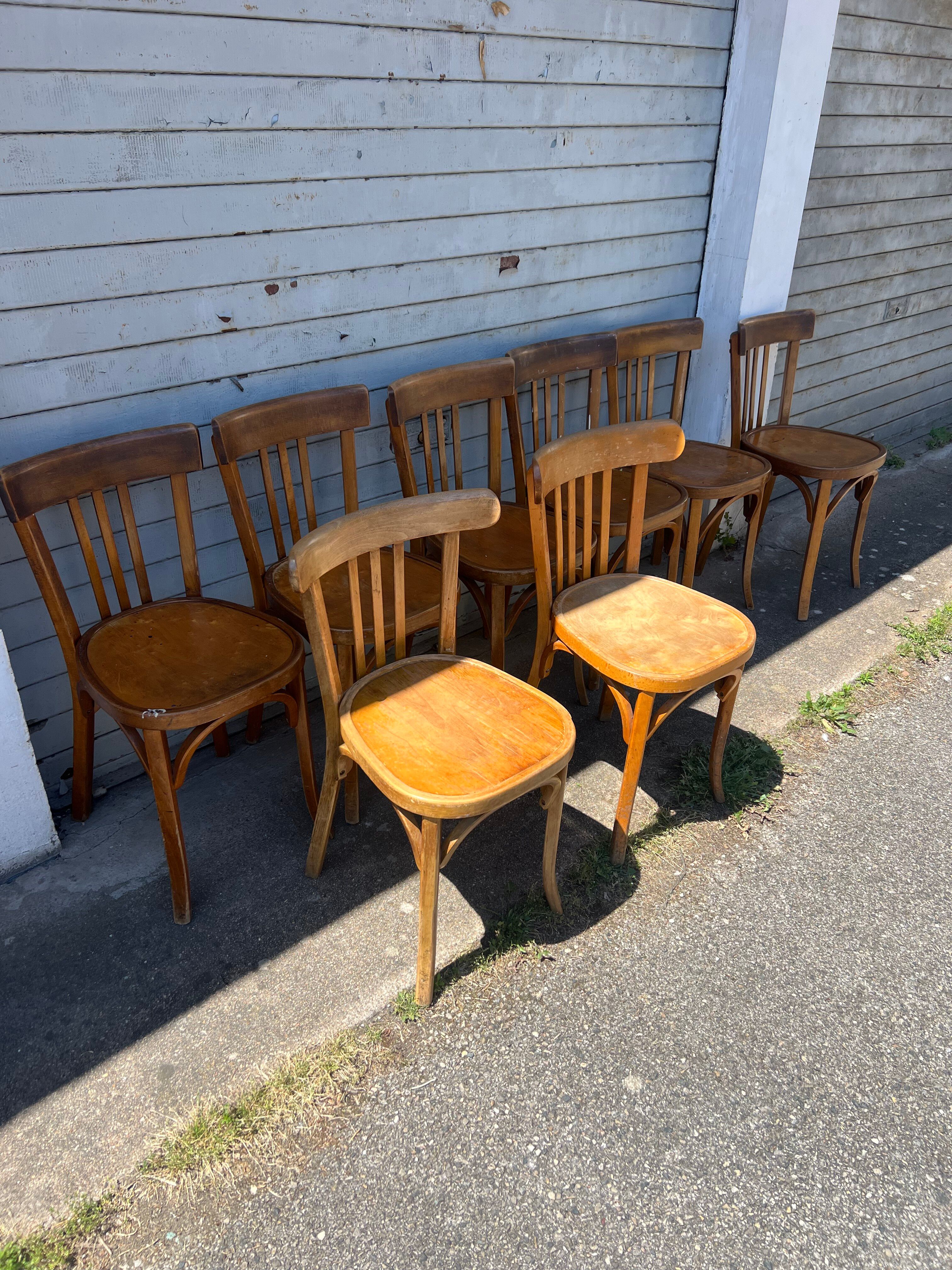 Lot de 8 chaises bistrot bois