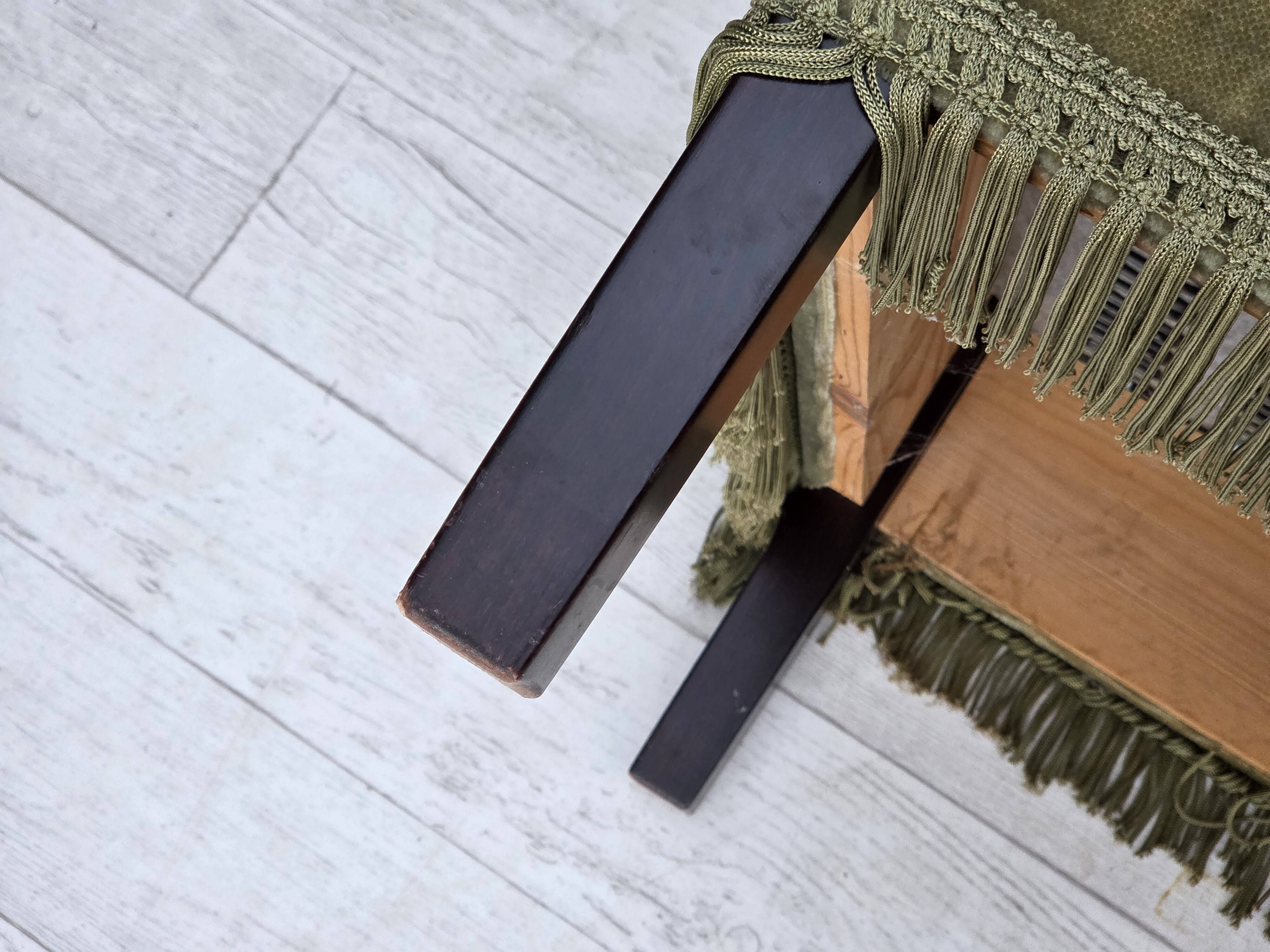 1970s, Danish 2-seater sofa, furniture velour, beech wood legs.