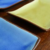 4 rectangular enameled ceramic cups