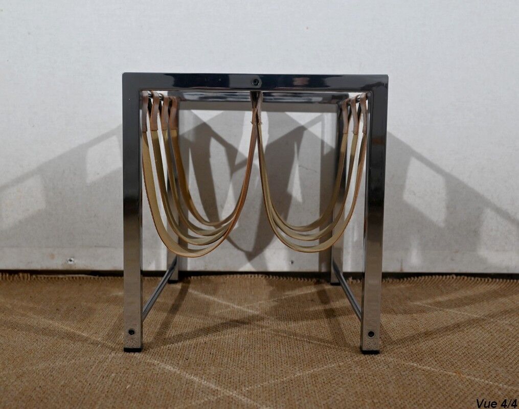 Leather and Chrome Magazine Holders "Novatrend" - XXth