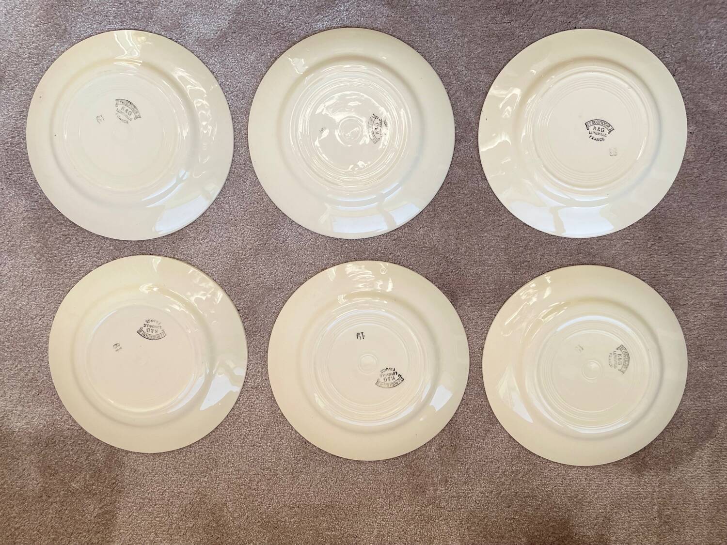 6 K&G Luneville Art Deco Dessert Plates Fructidor Model