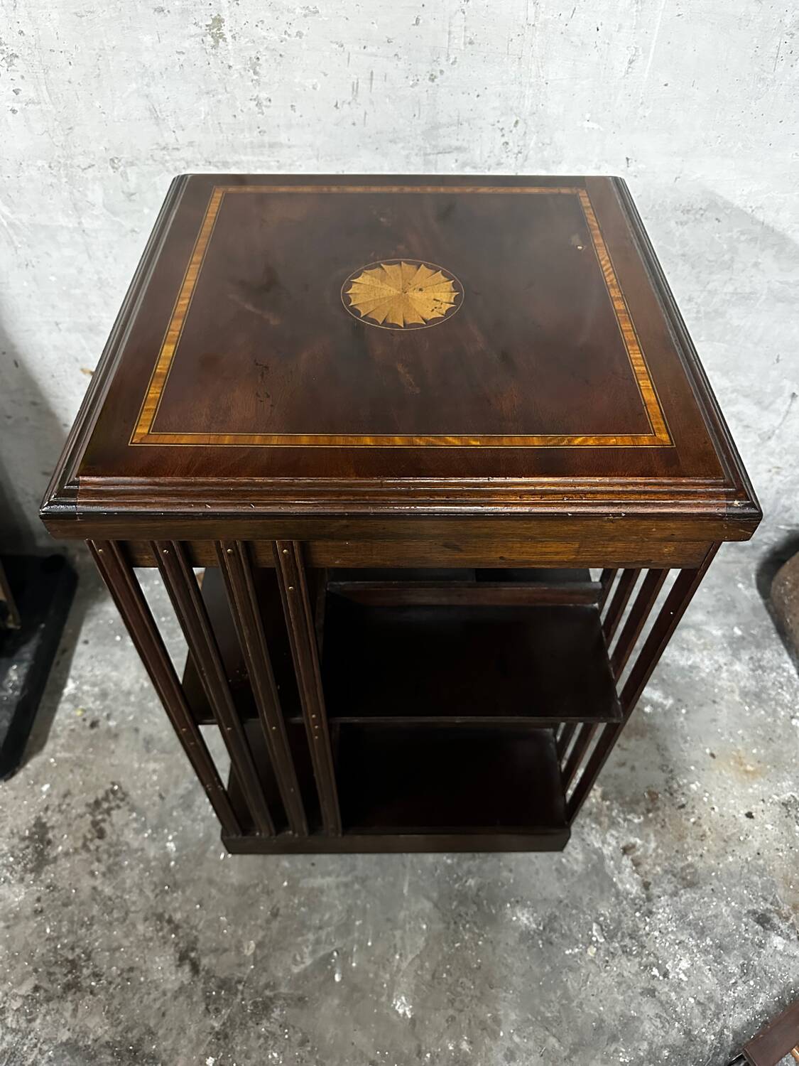 Revolving bookcase in mahogany and marquetry - art deco