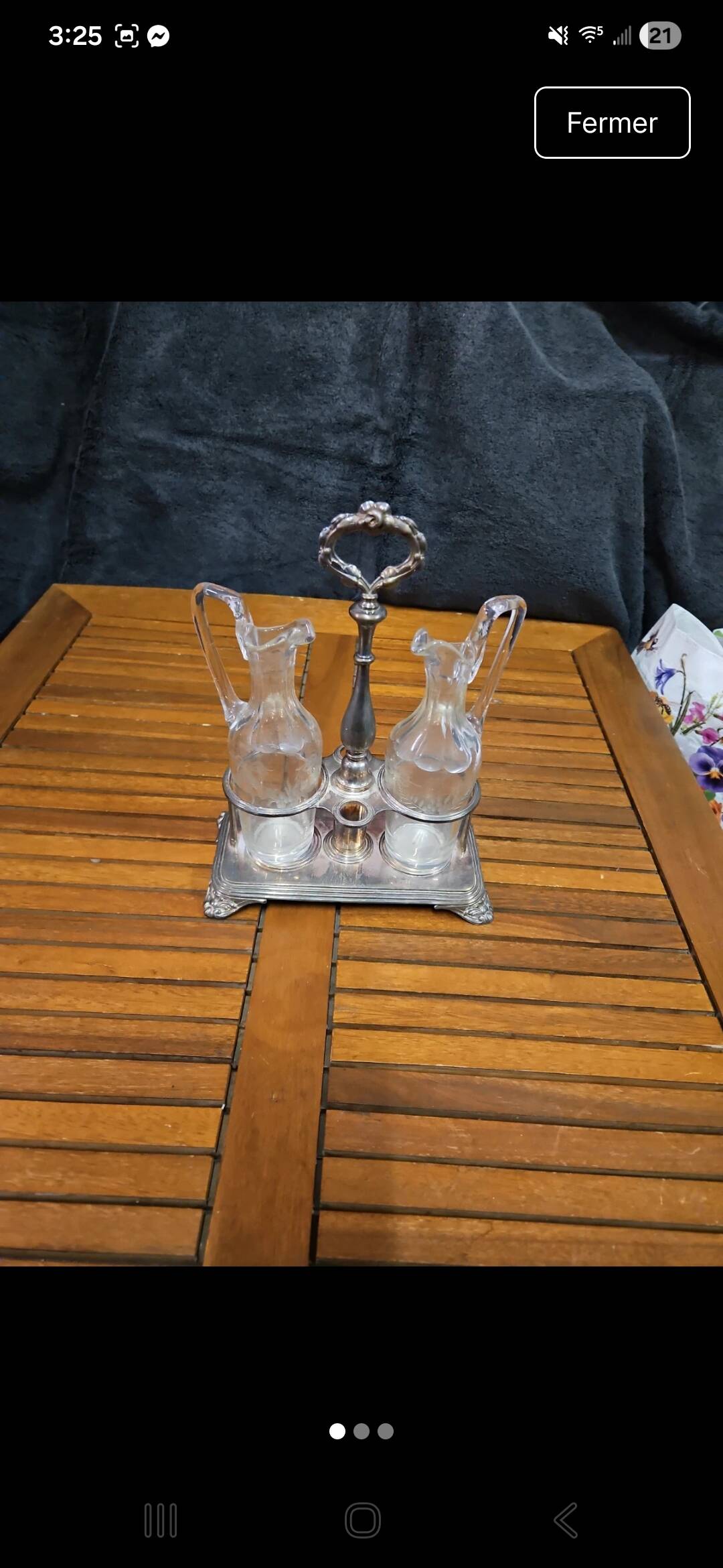 Oil and vinegar set CHRISTOFLE silver-plated + 2 crystal carafes