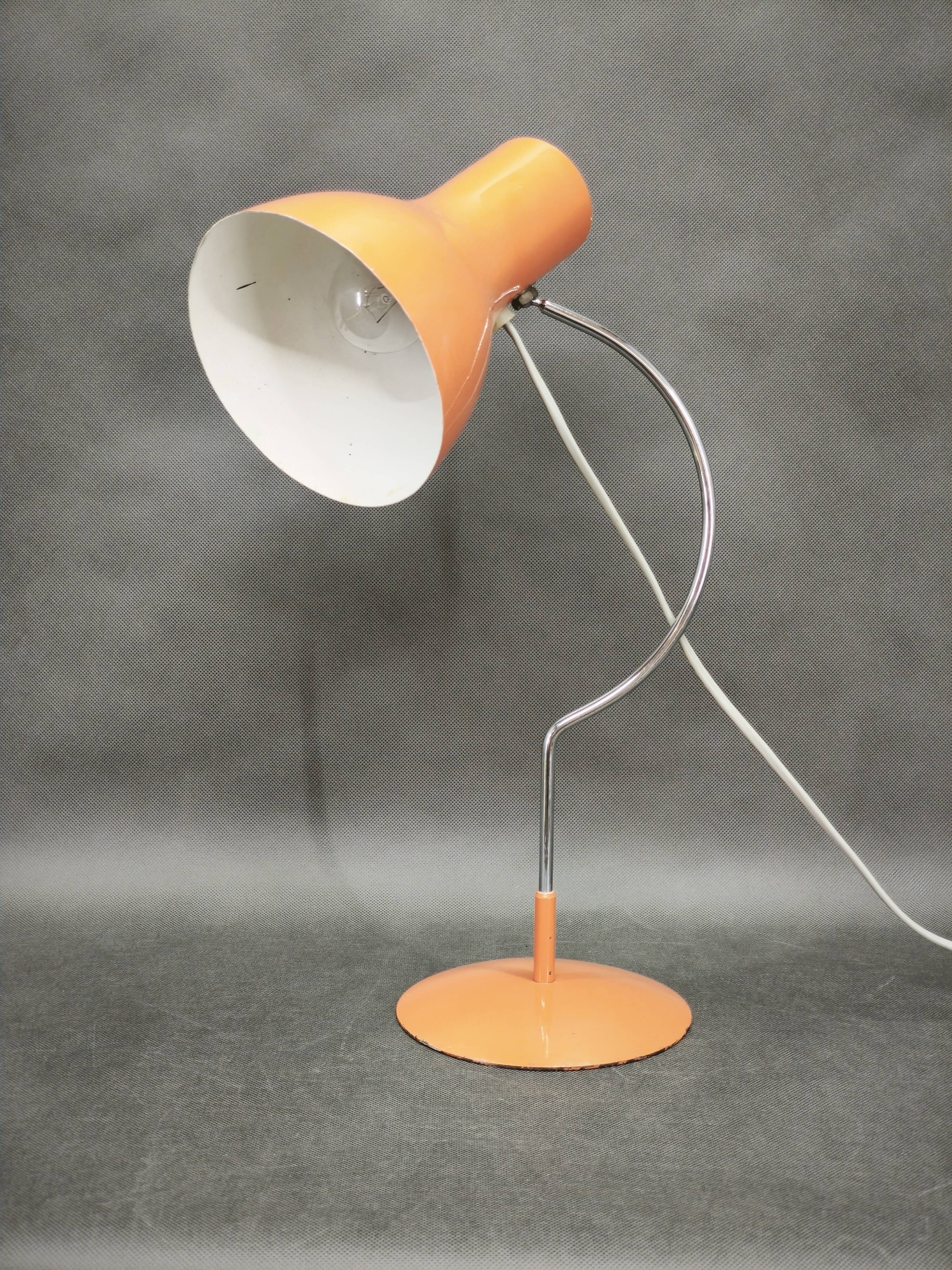 Josef Hůrka Orange Table Lamp for Napako, Czechoslovakia, 1960s