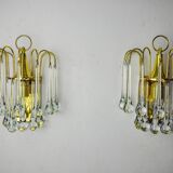 Pair of Venini "drops" wall lights, 2 levels, murano glass, Italy, 1970