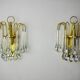 Pair of Venini "drops" wall lights, 2 levels, murano glass, Italy, 1970