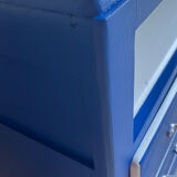 Blue and white mustache chest of drawers