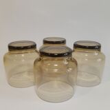 Set of 4 vintage 70s smoked glass water glasses