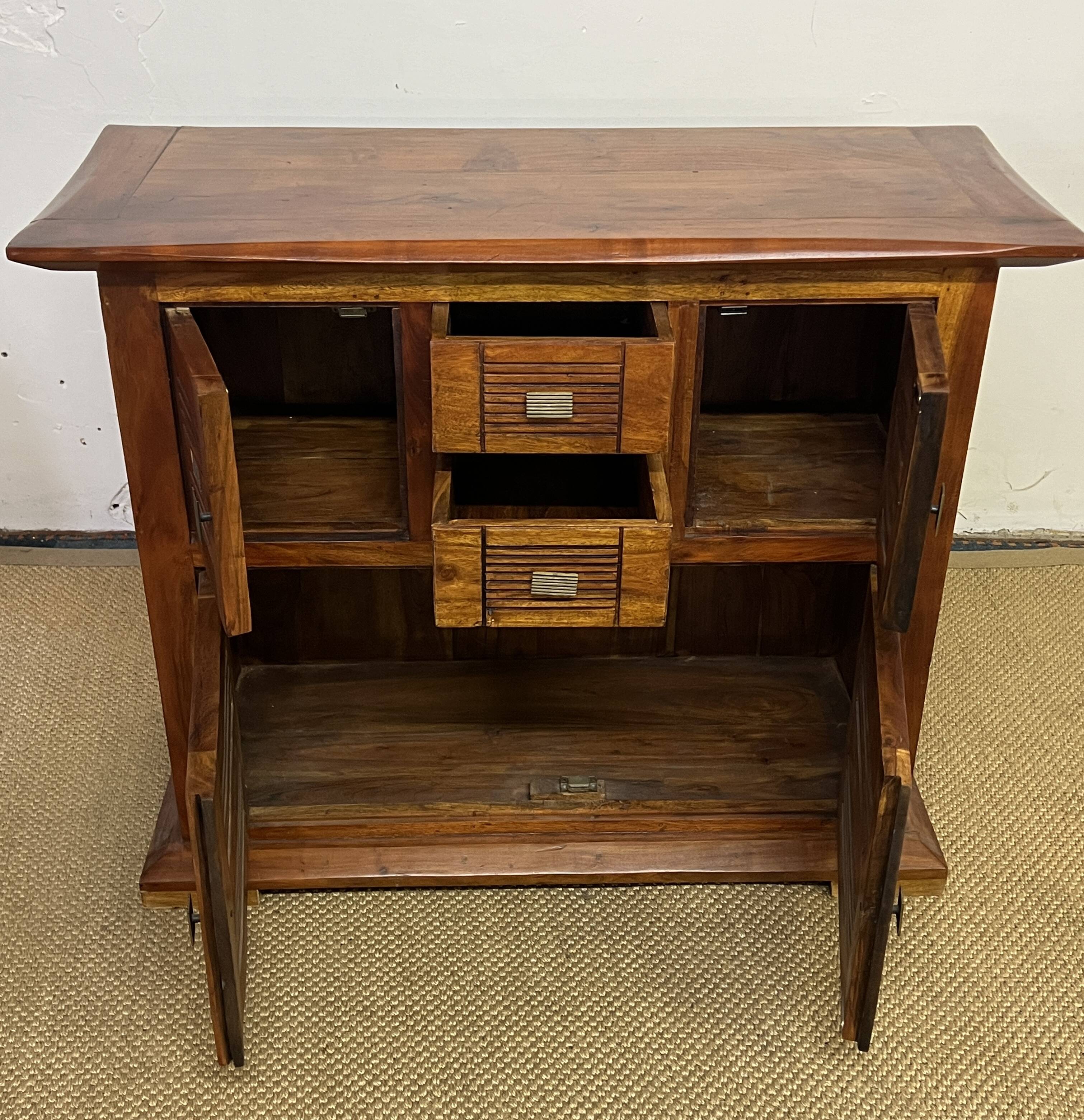 Solid acacia wood sideboard 4 doors, 2 drawers