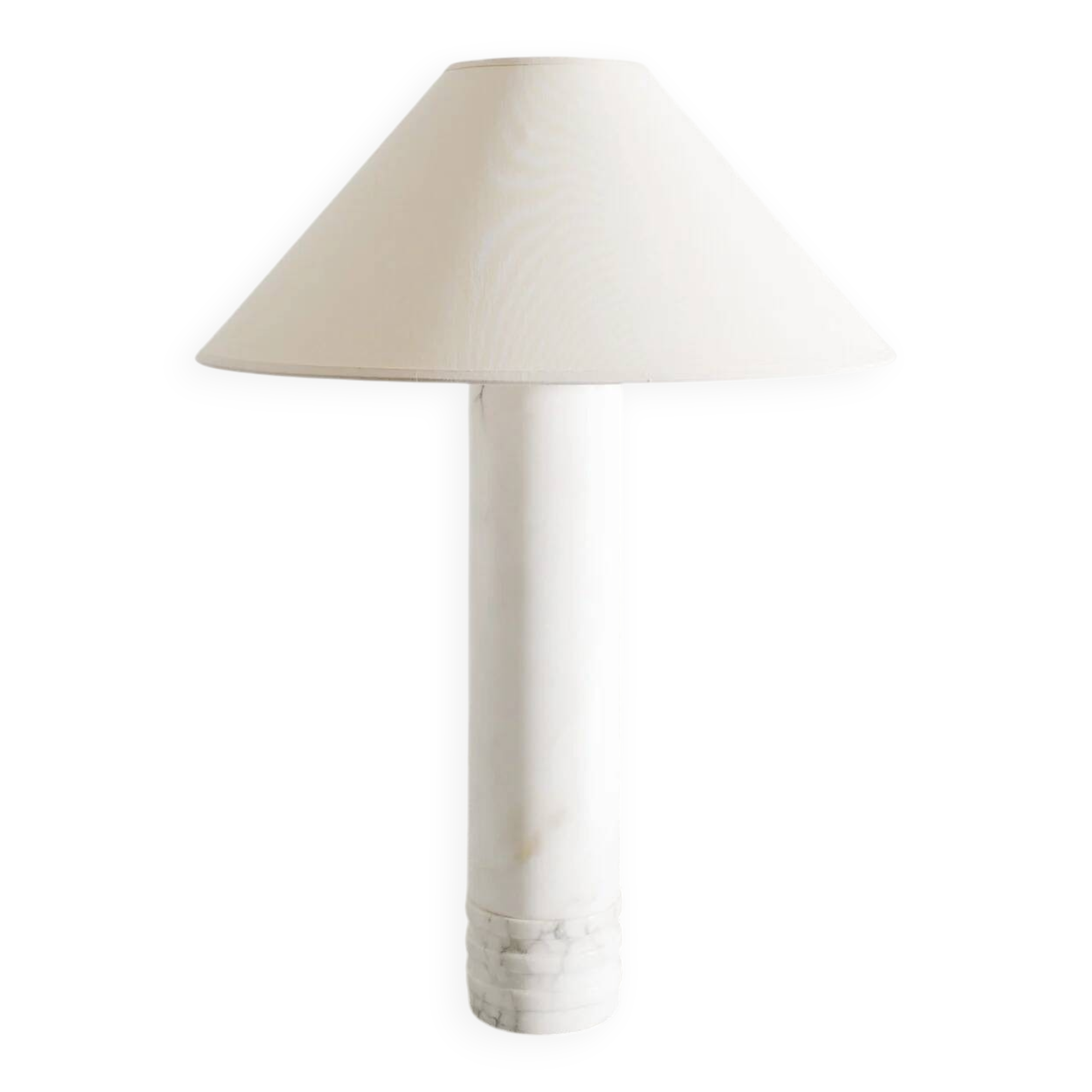 Swedish Mid Century Cylindrical White Marble Table Lamp by Bergboms, 1960s