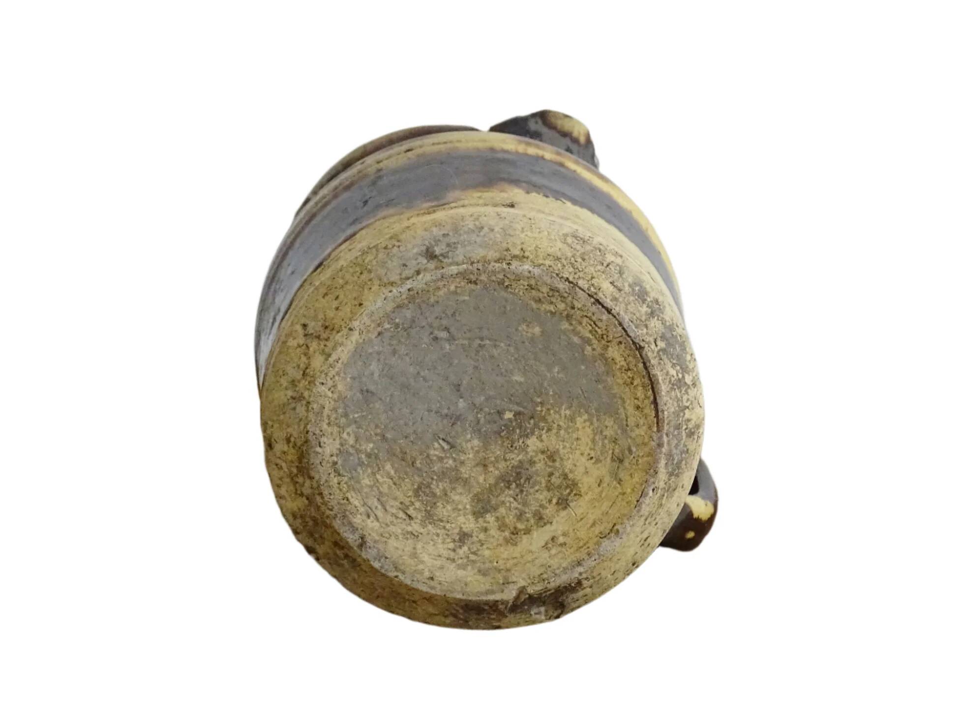 Cruche ancienne en céramique française de Dieulefit, à glace brune