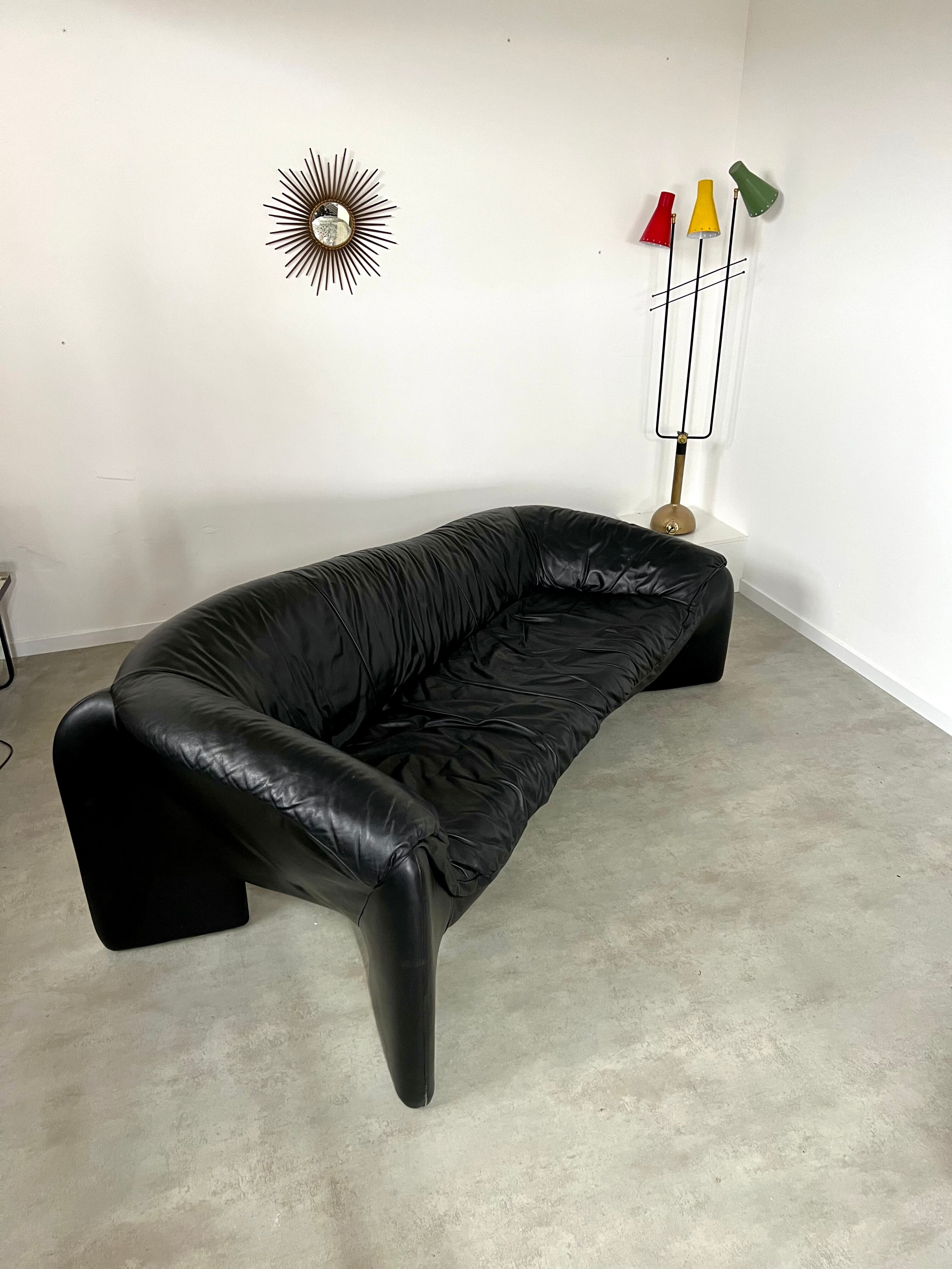 Old leather sofa design Strassle Collection of the 80