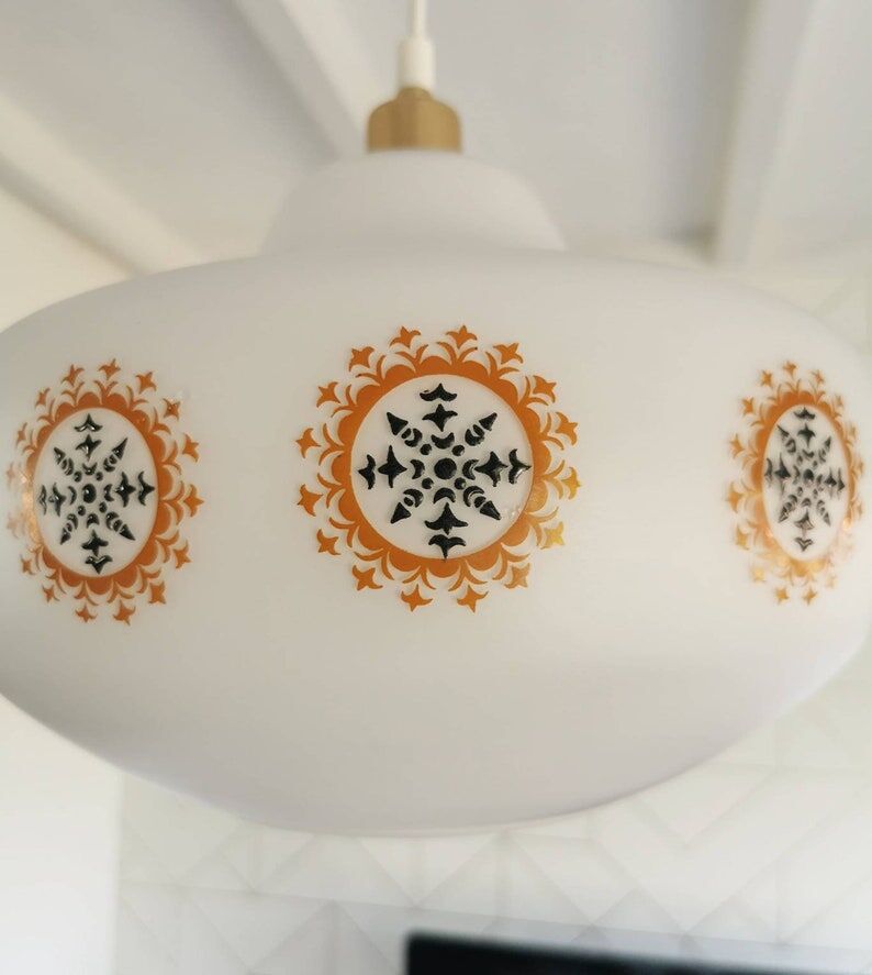 Vintage glass pendant lamp from the 70s