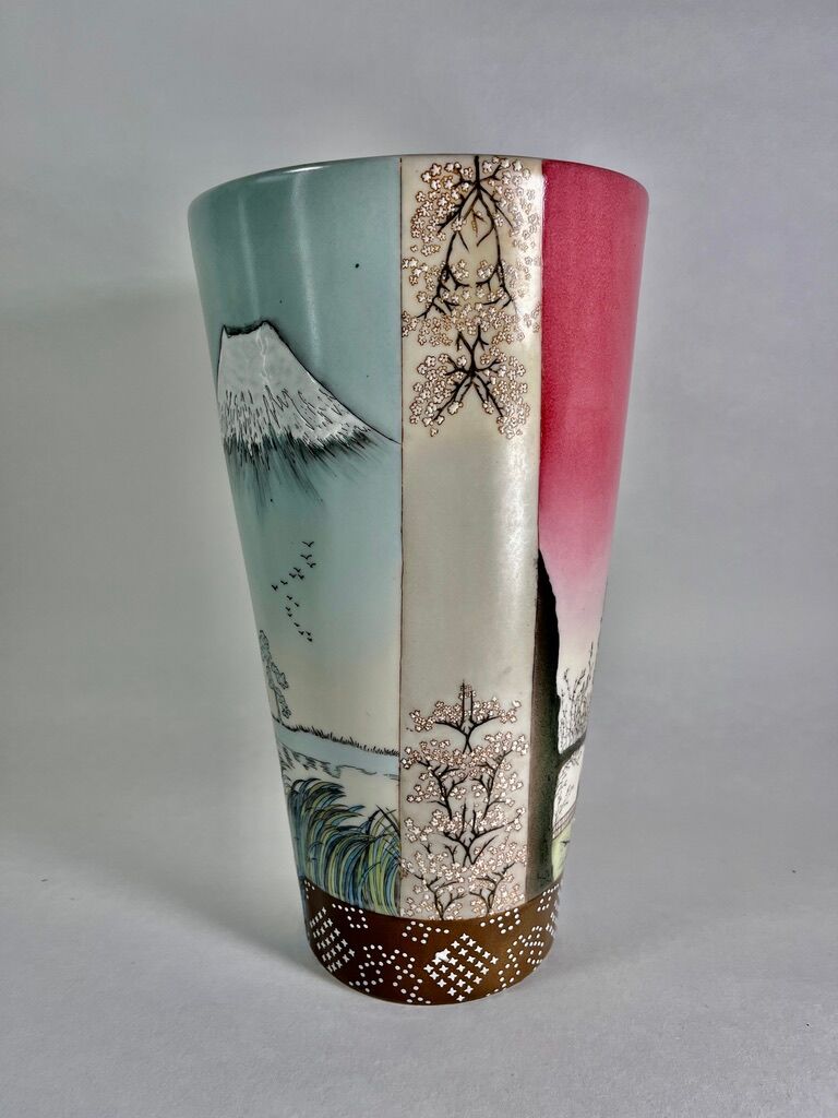 Large Vase Fabienne Jouvin Porcelaine decor Main (2000)