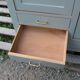 Vintage Parisian wardrobe in sage green – Mirror, hanging space and drawers