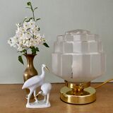 Vintage art deco globe table lamp in frosted glass