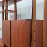 Mid century modular teak bookcase with bar unit, Italy 1950s