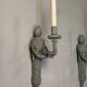 Pair of Louis XVI Style Wall Lights in Carved and Painted Wood, Circa 1900