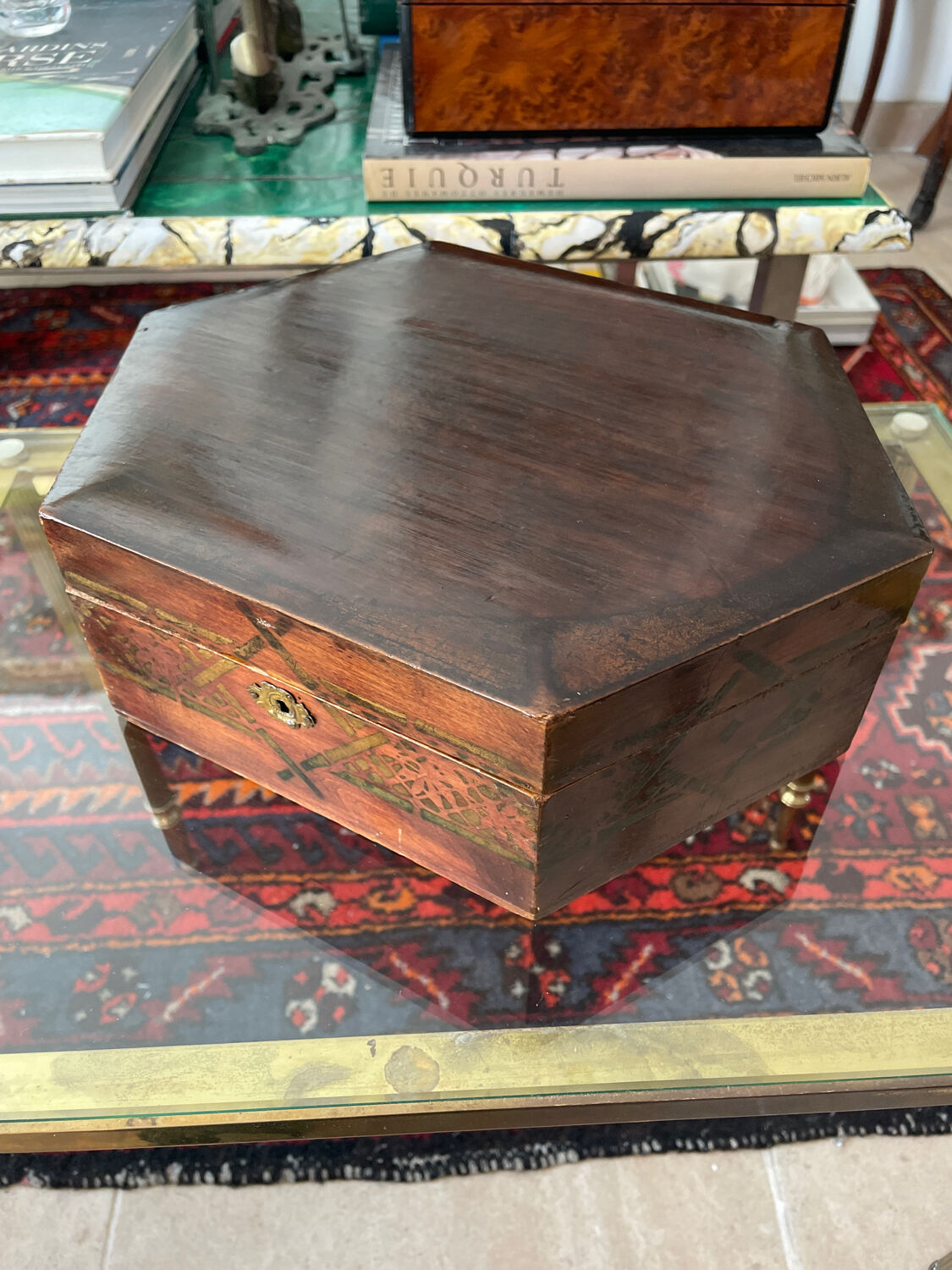 Old varnished wooden box