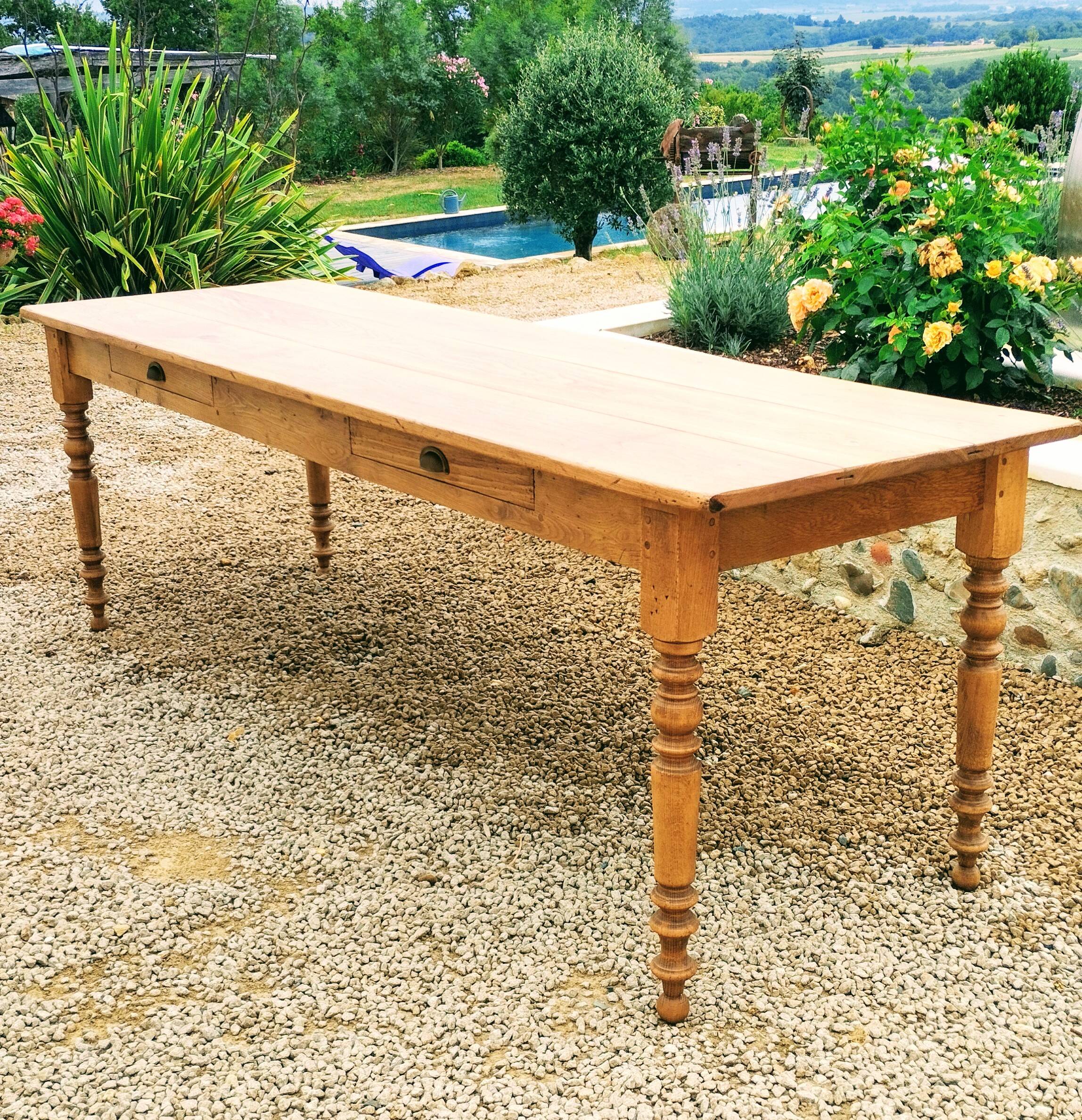 Elegant and refined 230 X 73 solid oak farmhouse table.
