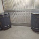 Pair of solid walnut notches painted and patinated around 1950