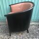 Lot of 2 armchairs and a sofa from Baumann in black wood and marble rose leather