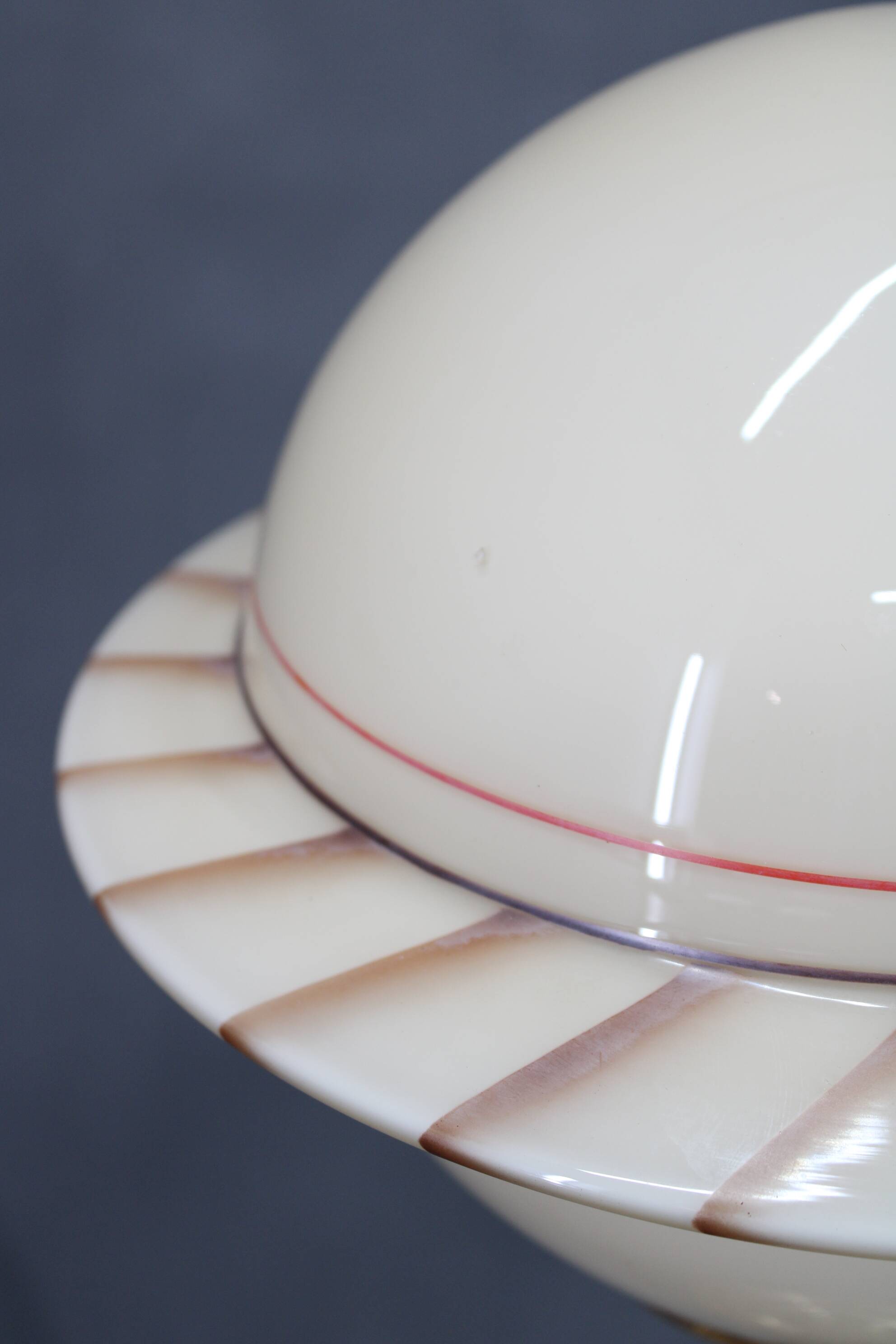 1940s Restored Brass Table Lamp with Wooden Base and Glass Shade