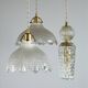 Triple pendant light with Holophanes and vintage tulips