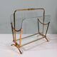 Vintage magazine rack, brass and glass, Italy 1950-1960