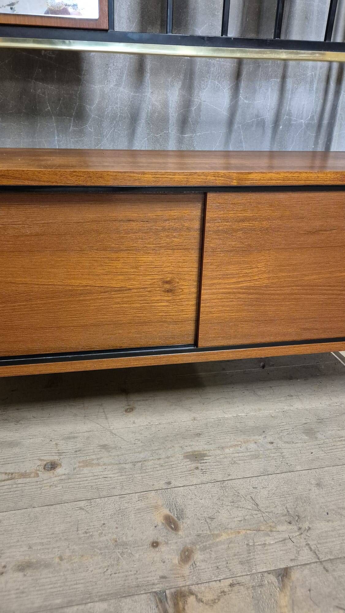 Vintage mid-century modern hallway coat rack with mirror by Alfred Hendrick