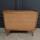 Light oak and rattan chest of drawers with compass feet, three drawers, 1960