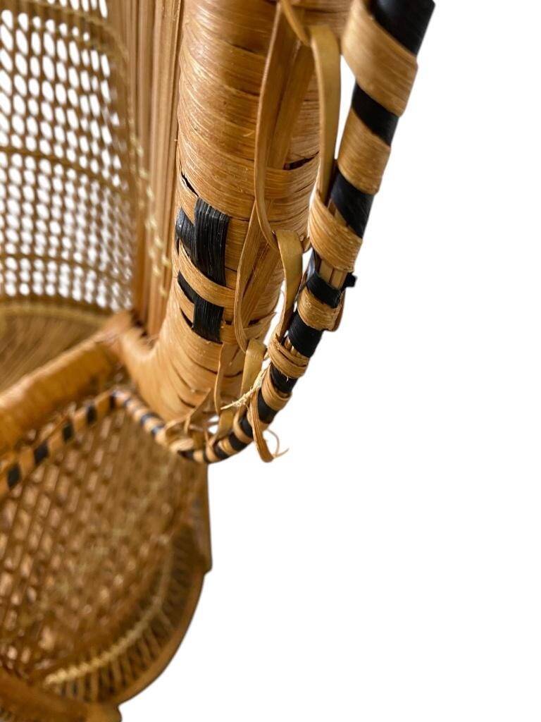 Emmanuelle Vintage Wicker Peacock Lounge Chair