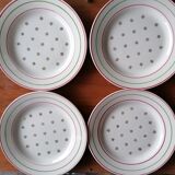 Old dessert plates, Kg Lunéville earthenware, graphic pattern, vintage 60