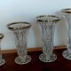 Set of 4 antique crystal vases with silver-coloured necks - Hollywood Regency