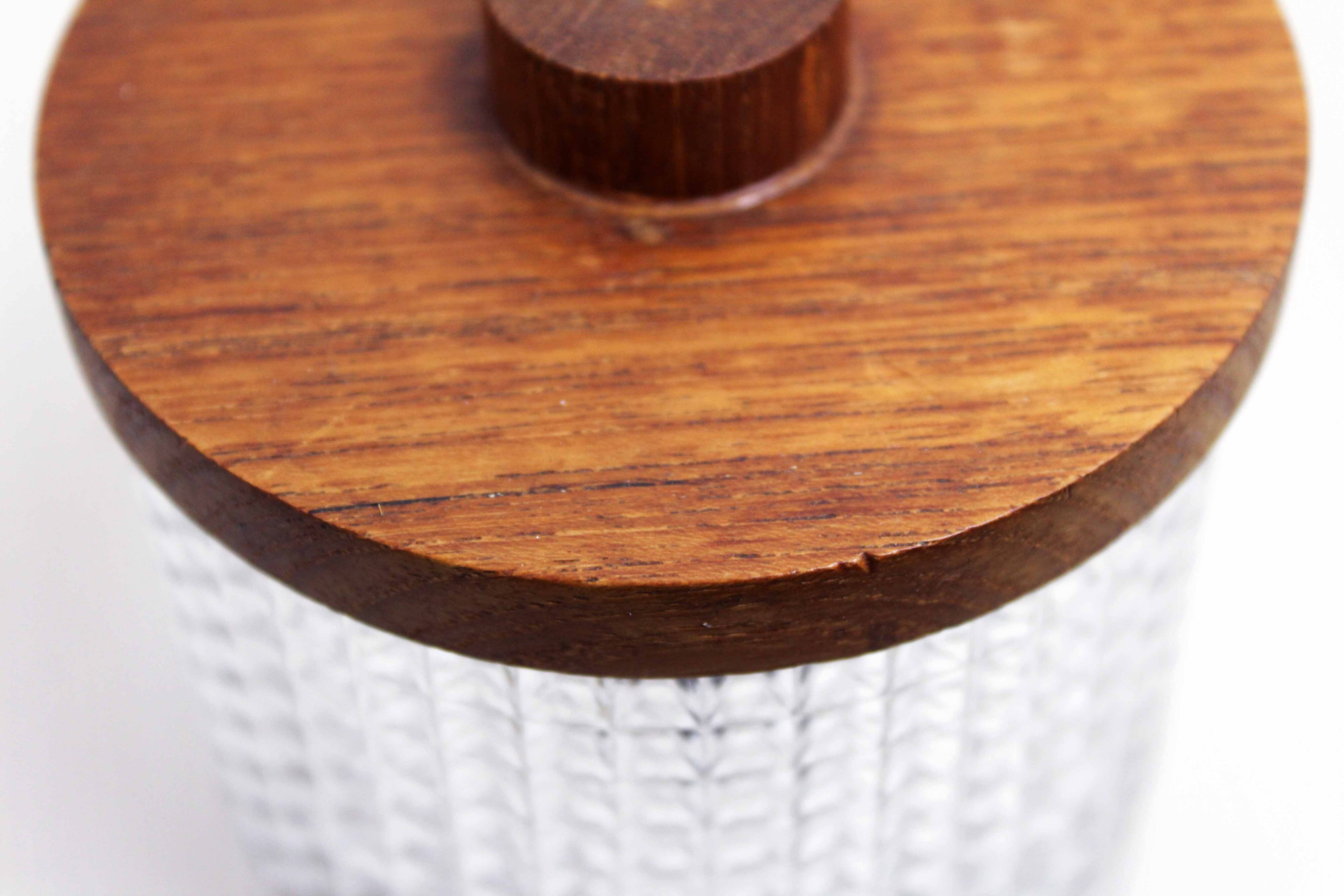 Vintage glass and teak candy box