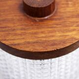 Vintage glass and teak candy box