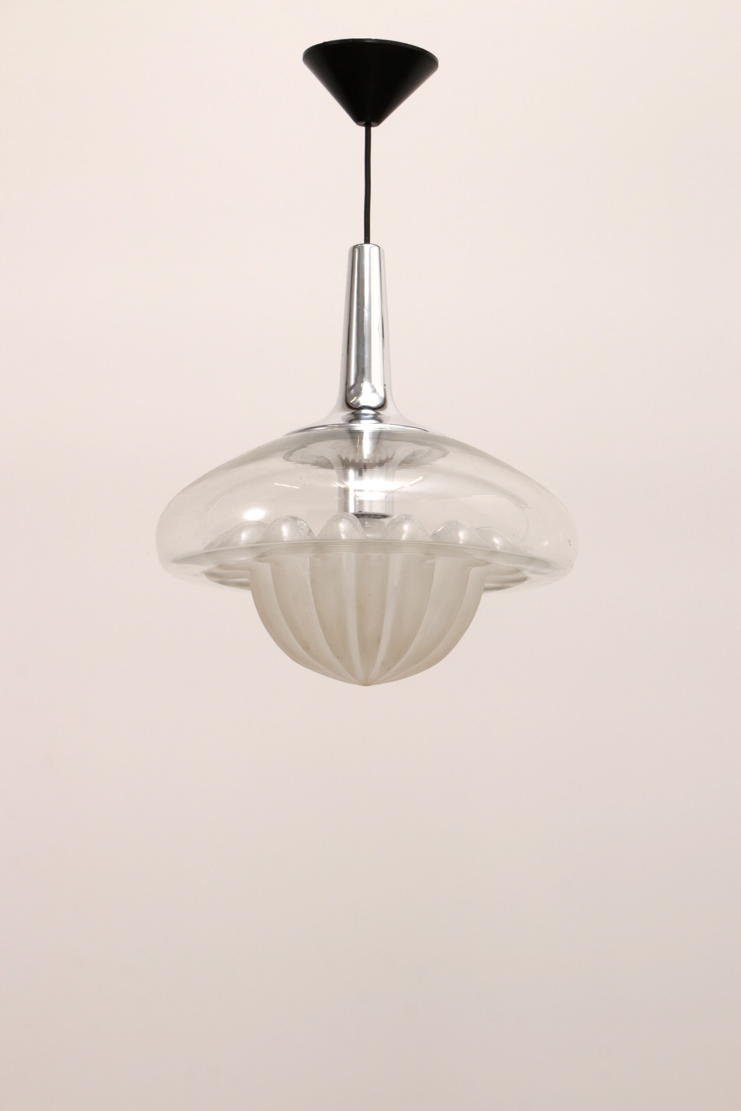 Vintage glass hanging lamp by Peill & Putzler, 1960