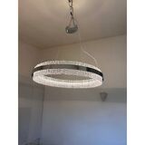Murano Glass Pendant Chandelier Hammered Clear Glass in Polish Kromo Ring W