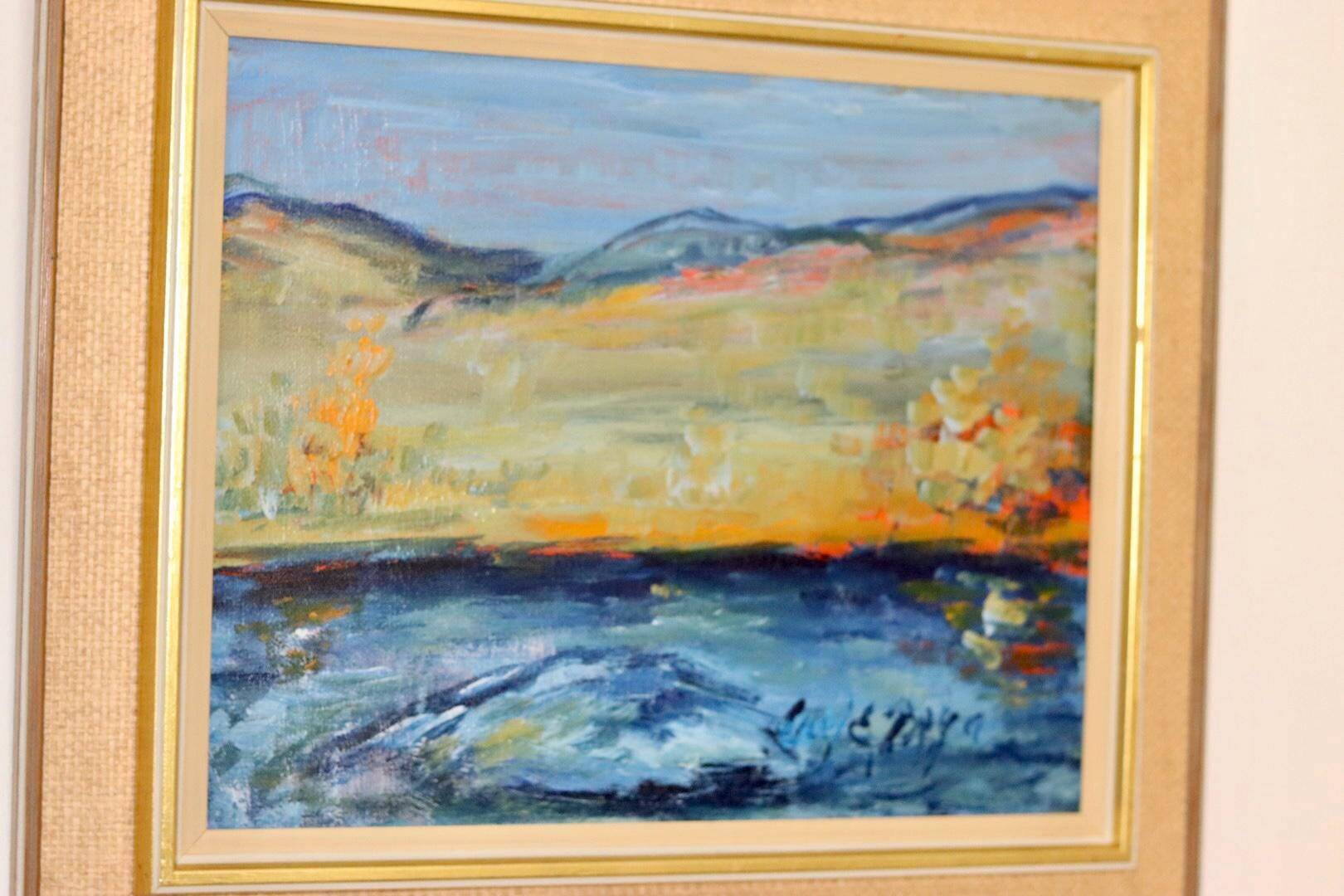 Mid-century oil painting on canvas "Landscape" - Vintage and printed