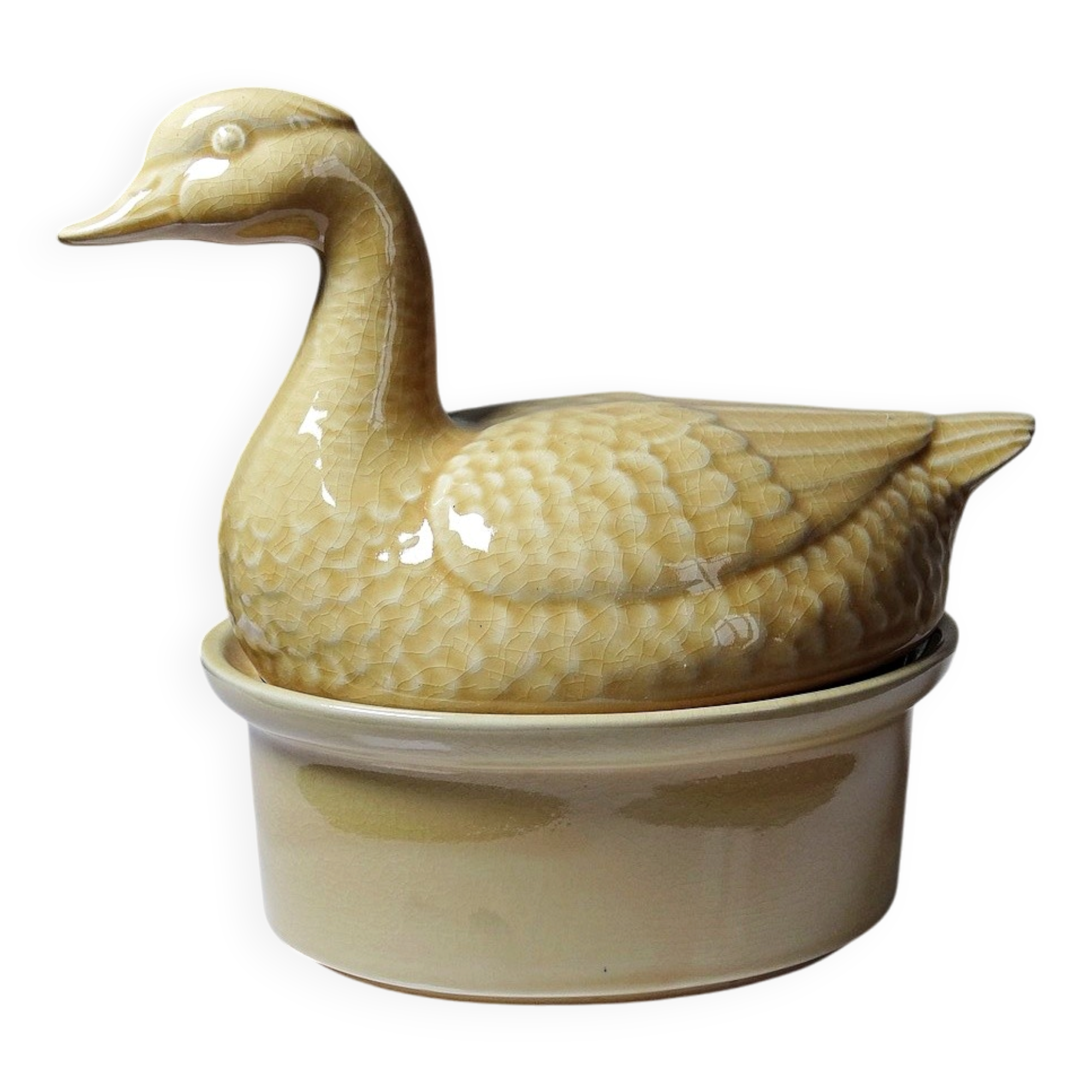 Small vintage terrine GEO from the 50s-60s, beige ceramic duck.