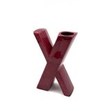 Space age red X letter shaped solifleur vase, Marcel Radureau France 1970