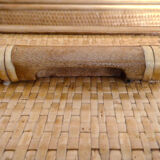 Chest of drawers vintage wood and rattan blond 4 drawers ca 1970