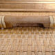 Chest of drawers vintage wood and rattan blond 4 drawers ca 1970