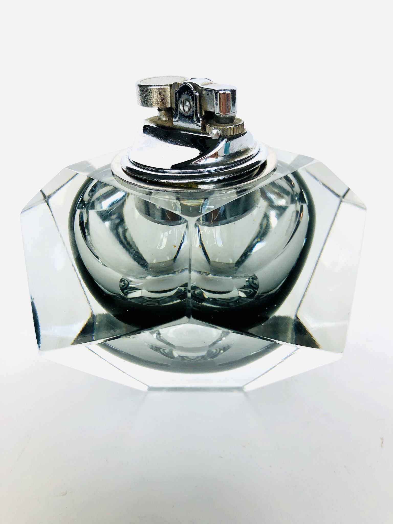 Grey table lighter made of Murano Sommerso glass by Flavio Poli,1960s