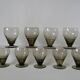 Ensemble de 9 petits verres à liqueur design art déco en verre fumé années 30-40