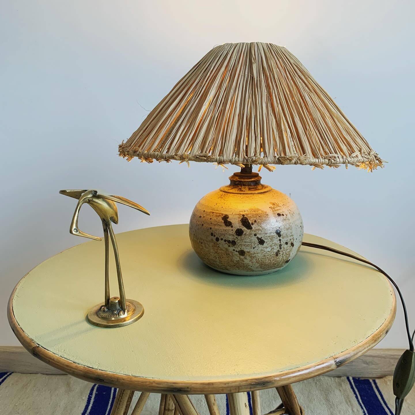 Vintage enamelled stoneware lamp base