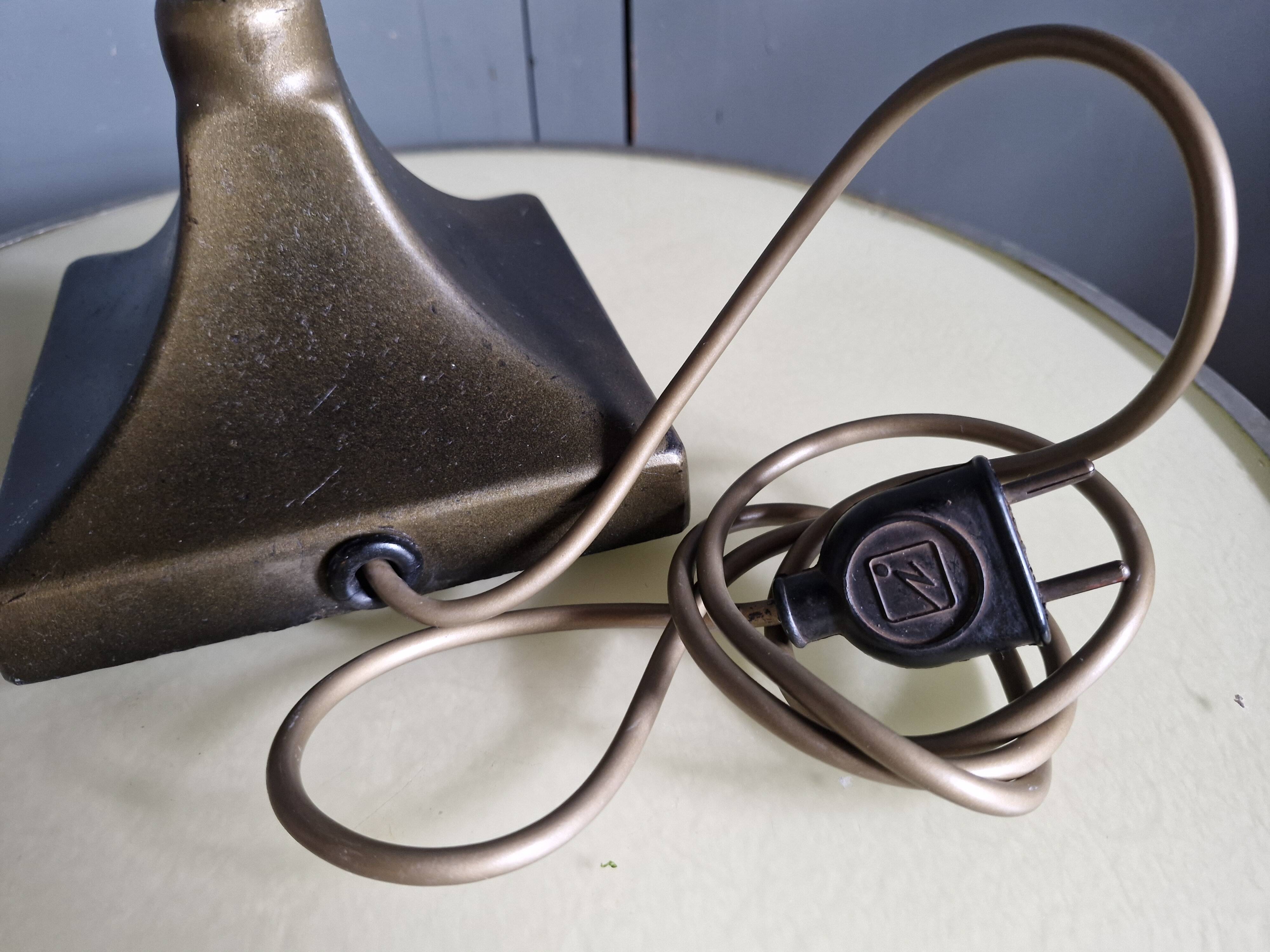 Old bronze lamp base, brown patina - Made in England