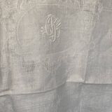 Monogrammed napkins with openwork border and damask linen old linen