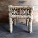 Vintage wicker stool, small woven rattan footstool and rustic plant stand